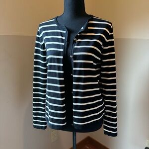 Ralph Lauren Black and White Striped Cardigan Medium